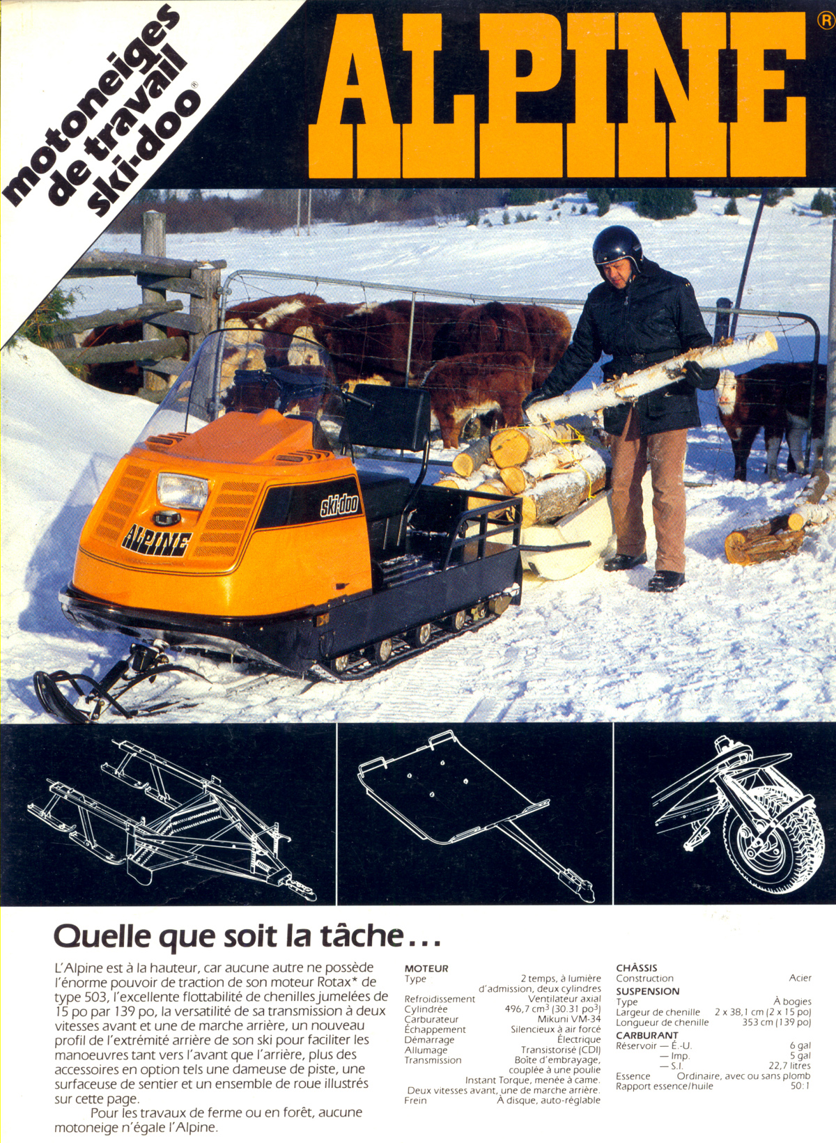 1986 vintage Ski Doo foldout brochure 
